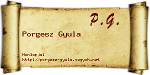 Porgesz Gyula névjegykártya